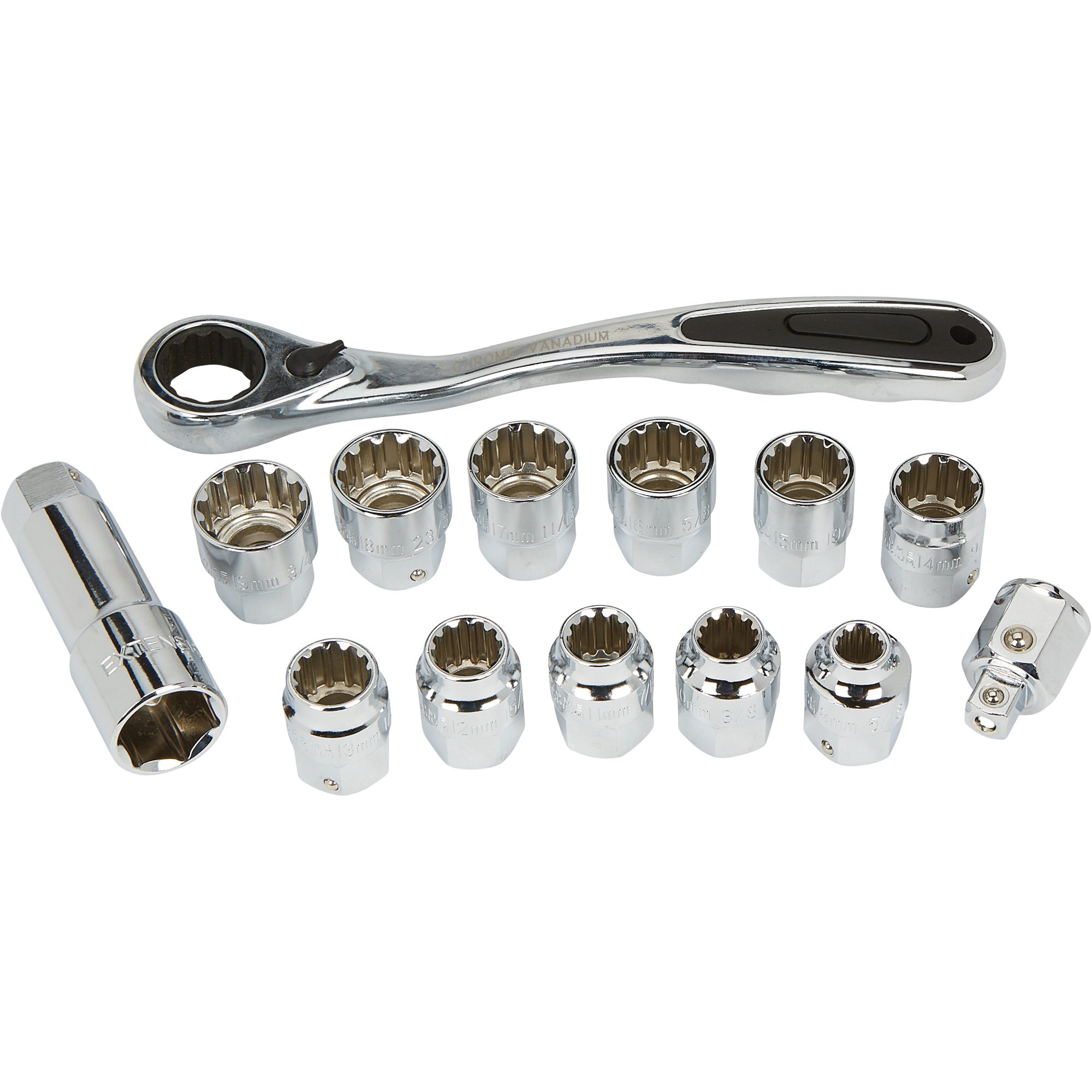 Ultra Steel Pass-Through Hex Spline Socket Set — 14-Pc.
